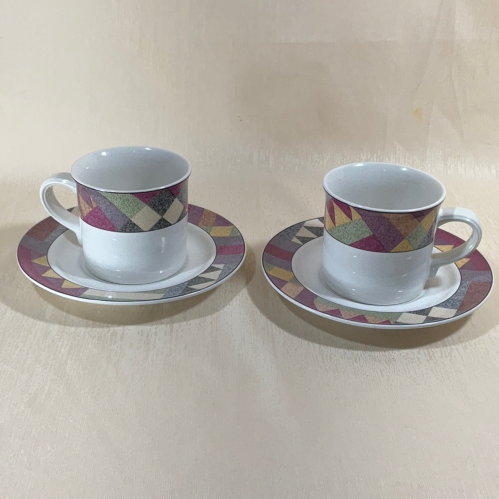 Set of 2 Palm Desert Studio Nova Mugs & Saucers